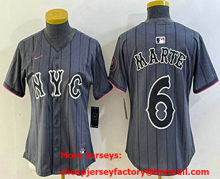 Women's New York Mets #6 Starling Marte Gray 2024 City Connect Cool Base Stitched Jersey
