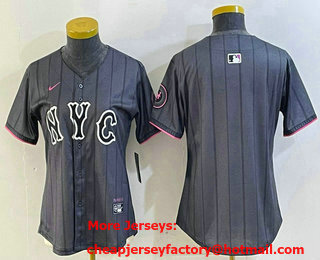 Women's New York Mets Blank Gray 2024 City Connect Cool Base Stitched Jersey