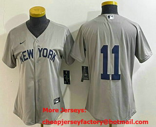 Women's New York Yankees #11 Anthony Volpe 2021 Grey Field of Dreams Cool Base Stitched Jersey