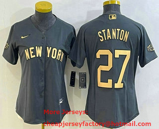 Women's New York Yankees #27 Giancarlo Stanton Grey 2022 All Star Stitched Cool Base Nike Jersey