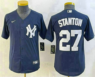 Women's New York Yankees #27 Giancarlo Stanton Navy Cool Base Stitched Jersey