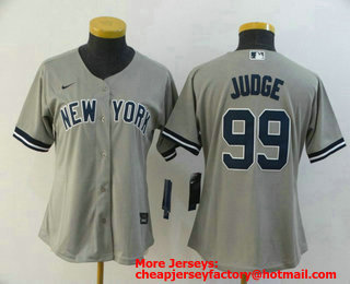 Women's New York Yankees #99 Aaron Judge Gray Stitched MLB Cool Base Nike Jersey
