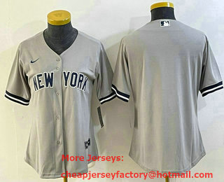 Women's New York Yankees Blank Gray Stitched MLB Cool Base Nike Jersey