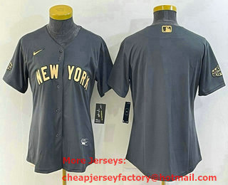 Women's New York Yankees Blank Grey 2022 All Star Stitched Cool Base Nike Jersey