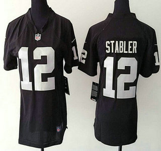 Women's Oakland Raiders #12 Kenny Stabler Black Retired Player NFL Nike Game Jersey