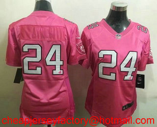 Women's Oakland Raiders #24 Marshawn Lynch Pink Love Stitched NFL Nike Fashion Jersey