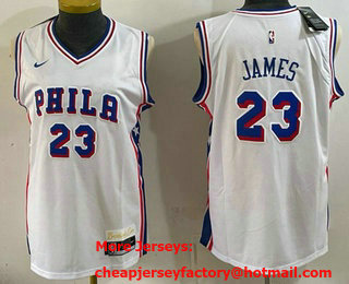 Women's Philadelphia 76ers #23 LeBron James White 2026 Association Edition Stitched Jersey