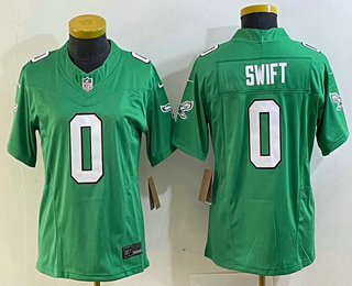 Women's Philadelphia Eagles #0 DAndre Swift Green Alternate FUSE Vapor Limited Stitched Jersey