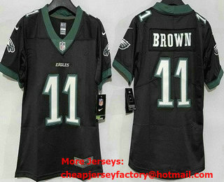 Women's Philadelphia Eagles #11 AJ Brown Limited Black Vapor Jersey