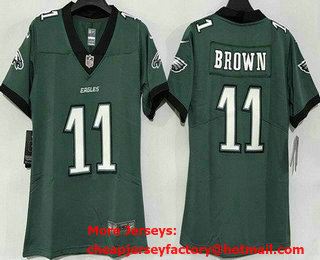 Women's Philadelphia Eagles #11 AJ Brown Limited Midnight Green Vapor Jersey
