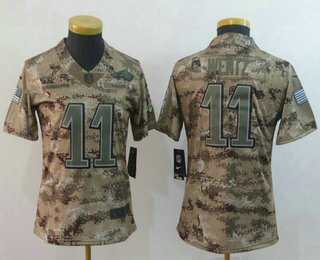 Women's Philadelphia Eagles #11 Carson Wentz 2018 Camo Salute to Service Stitched NFL Nike Limited Jersey