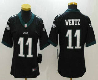 Women's Philadelphia Eagles #11 Carson Wentz Black 2017 Vapor Untouchable Stitched NFL Nike Limited Jersey