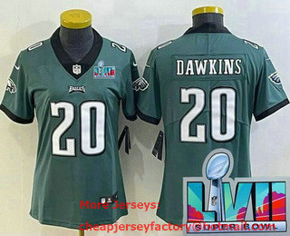 Women's Philadelphia Eagles #20 Brian Dawkins Limited Green Super Bowl LVII Vapor Jersey