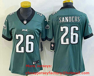Women's Philadelphia Eagles #26 Miles Sanders Green Vapor Untouchable Limited Stitched Jersey