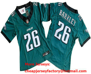 Women's Philadelphia Eagles #26 Saquon Barkley Limited Midnight Green New Logo FUSE Vapor Jersey