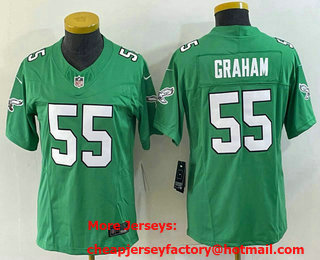 Women's Philadelphia Eagles #55 Brandon Graham Green 2023 FUSE Vapor Limited Throwback Stitched Jersey