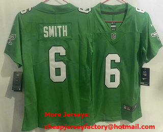 Women's Philadelphia Eagles #6 DeVonta Smith Green Vapor Limited Throwback Jersey