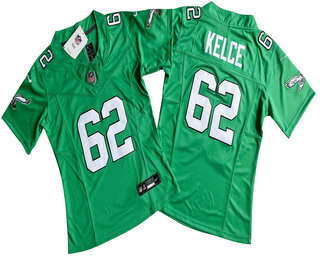 Women's Philadelphia Eagles #62 Jason Kelce Limited Kelly Green FUSE Vapor Jersey
