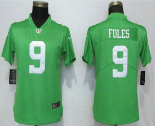 Women's Philadelphia Eagles #9 Nick Foles Light Green 2017 Vapor Untouchable Stitched NFL Nike Limited Jersey