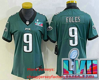 Women's Philadelphia Eagles #9 Nick Foles Limited Green Super Bowl LVII Vapor Jersey
