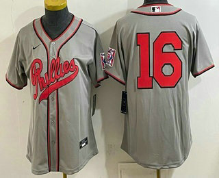 Women's Philadelphia Phillies #16 Brandon Marsh Gray 2026 Field of Dreams Stadium Stitched Baseball Jersey