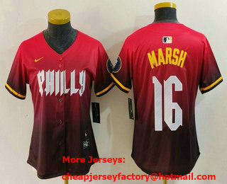 Women's Philadelphia Phillies #16 Brandon Marsh Red 2024 City Connect Limited Jersey