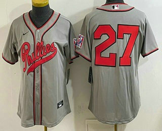 Women's Philadelphia Phillies #27 Aaron Nola Gray 2026 Field of Dreams Stadium Stitched Baseball Jersey