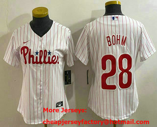 Women's Philadelphia Phillies #28 Alec Bohm White Cool Base Jersey