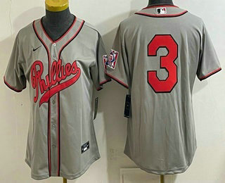 Women's Philadelphia Phillies #3 Bryce Harper Gray 2026 Field of Dreams Stadium Stitched Baseball Jersey