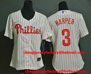 Women's Philadelphia Phillies #3 Bryce Harper White Stitched MLB Cool Base Nike Jersey