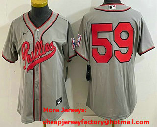 Women's Philadelphia Phillies #59 Jhoan Duran Gray 2026 Field of Dreams Stadium Stitched Jersey