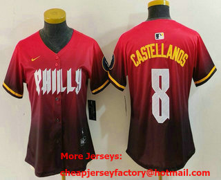 Women's Philadelphia Phillies #8 Nick Castellanos Red Red 2024 City Connect Limited Jersey