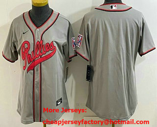 Women's Philadelphia Phillies Blank Gray 2026 Field of Dreams Stadium Stitched Jersey