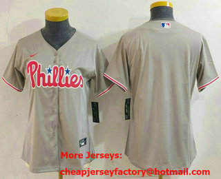 Women's Philadelphia Phillies Blank Grey Cool Base Jersey