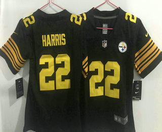 Women's Pittsburgh Steelers #22 Najee Harris Black 2016 Color Rush Stitched NFL Nike Limited Jersey