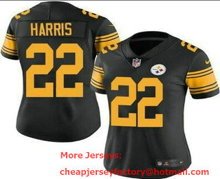 Women's Pittsburgh Steelers #22 Najee Harris Limited Black Rush Color Jersey