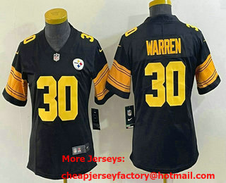 Women's Pittsburgh Steelers #30 Jaylen Warren Black 2016 Color Rush Stitched NFL Nike Limited Jersey