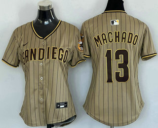 Women's San Diego Padres #13 Manny Machado Khaki Limited Cool Base Jersey