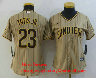 Women's San Diego Padres #23 Fernando Tatis Jr Khaki Stitched MLB Cool Base Nike Jersey