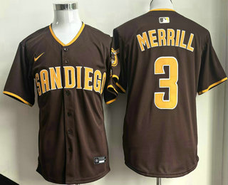 Women's San Diego Padres #3 Jackson Merrill Brown Limited Stitched Jersey
