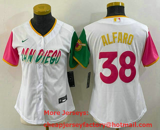 Women's San Diego Padres #38 Jorge Alfaro White 2022 City Connect Cool Base Stitched Jersey