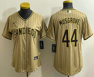 Women's San Diego Padres #44 Joe Musgrove Khaki Stitched MLB Cool Base Nike Jersey