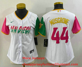 Women's San Diego Padres #44 Joe Musgrove White 2022 City Connect Cool Base Stitched Jersey