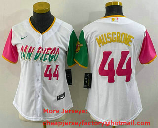Women's San Diego Padres #44 Joe Musgrove White Number 2022 City Connect Cool Base Stitched Jersey