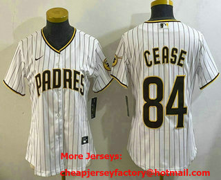 Women's San Diego Padres #84 Dylan Cease White Team Logo Stitched Cool Base Nike Jersey