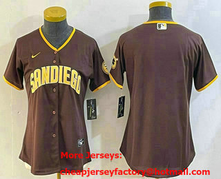 Women's San Diego Padres Blank Brown Cool Base Stitched Jersey