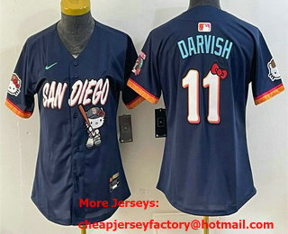 Women's San Diego Padres X Hello Kitty #11 Yu Darvish Navy 2026 City Connect Stadium Jersey