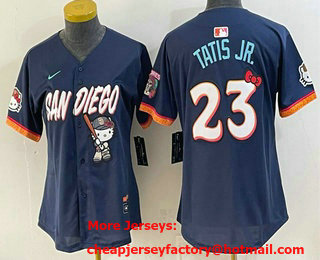 Women's San Diego Padres X Hello Kitty #23 Fernando Tatis Jr Navy 2026 City Connect Stadium Jersey