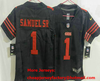 Women's San Francisco 49ers #1 Deebo Samuel Sr Limited Black Vapor Jersey