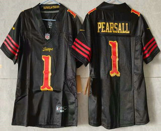 Women's San Francisco 49ers #1 Ricky Pearsall Limited Black Rivalries FUSE Vapor Jersey